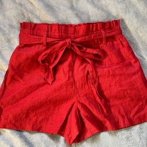 Red Woven Shorts